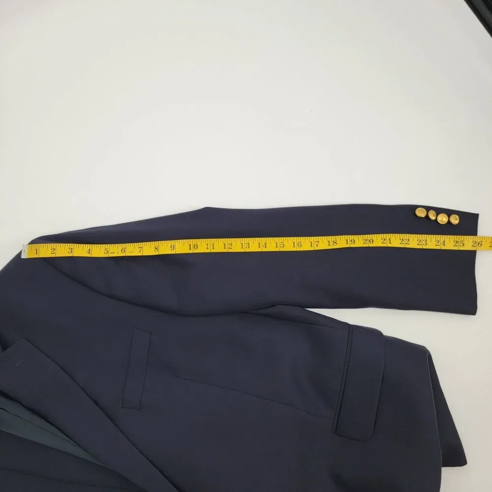 Lauren Ralph Lauren Mens 46R Navy Blue 100% Wool 1-Vent Gold Buttons Sport Coat
